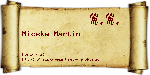 Micska Martin névjegykártya
